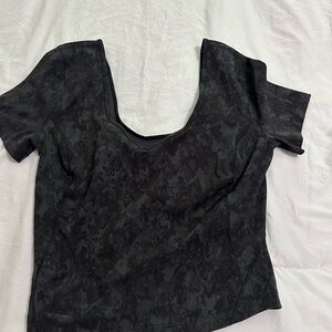 Lululemon Athletica Black Fitted Crop Top Short Sleeve